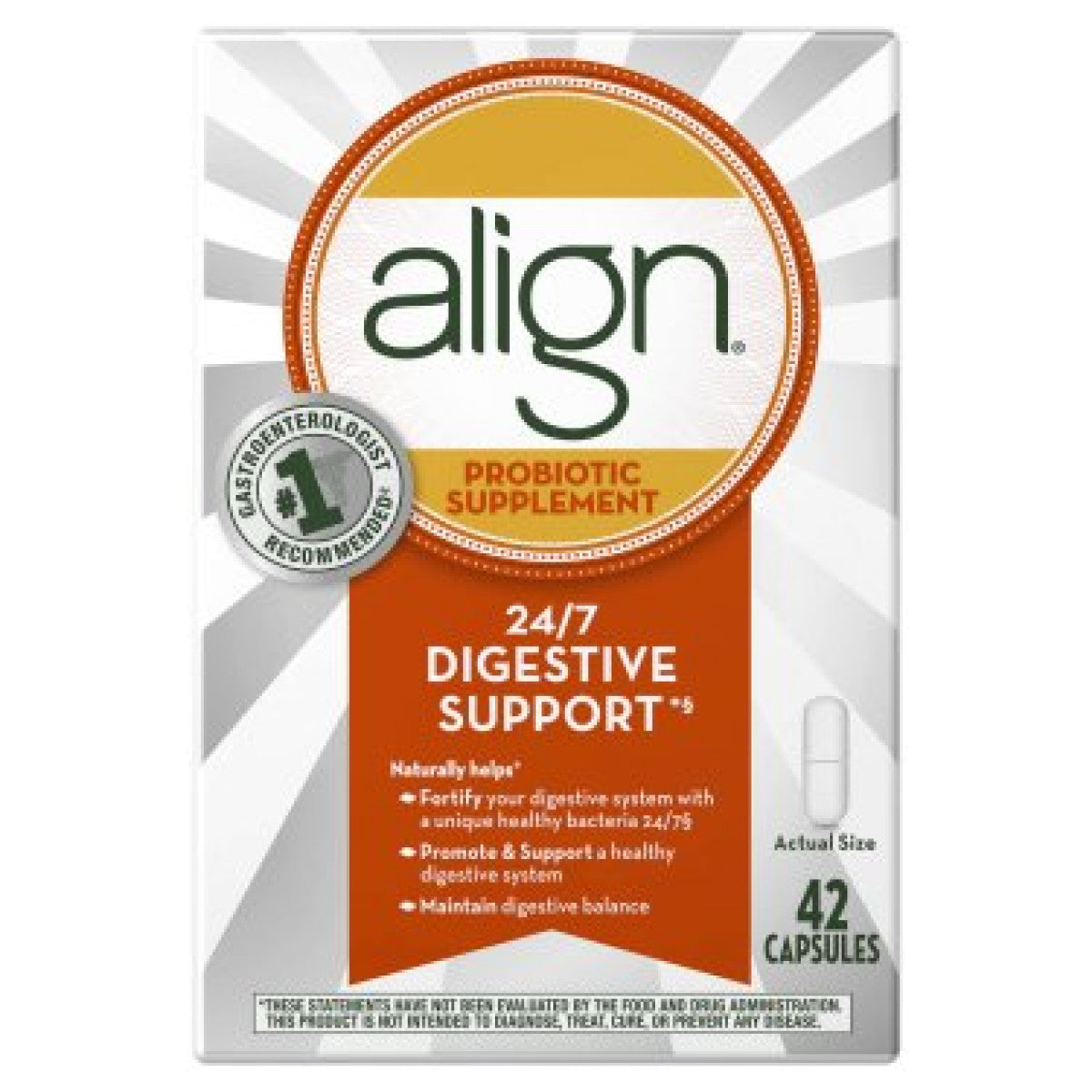 Align Probiotic, Probiotics For Women And Men, Daily Supplement Digestive Health, 1 Recommended By Doctors Gastroenterologists, 42 Capsules