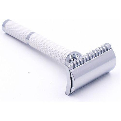 Parker 70C White and Chrome Open Comb Safety Razor