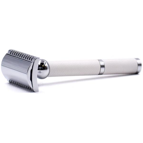 Parker 70C White and Chrome Open Comb Safety Razor