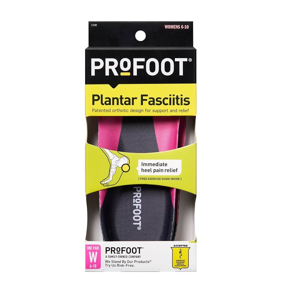 PROFOOT Plantar Fasciitis Orthotic Insoles for Women (Sizes 6-10) – Gel Shoe Inserts for Instant Heel Pain Relief and Arch Support – 1 Pair of Heel Pads