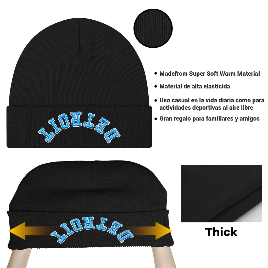 3D Embroidered Upside Down City Football Beanie Hat, Game Day Gifts for Men Women and Fans, Funny Sports Apparel