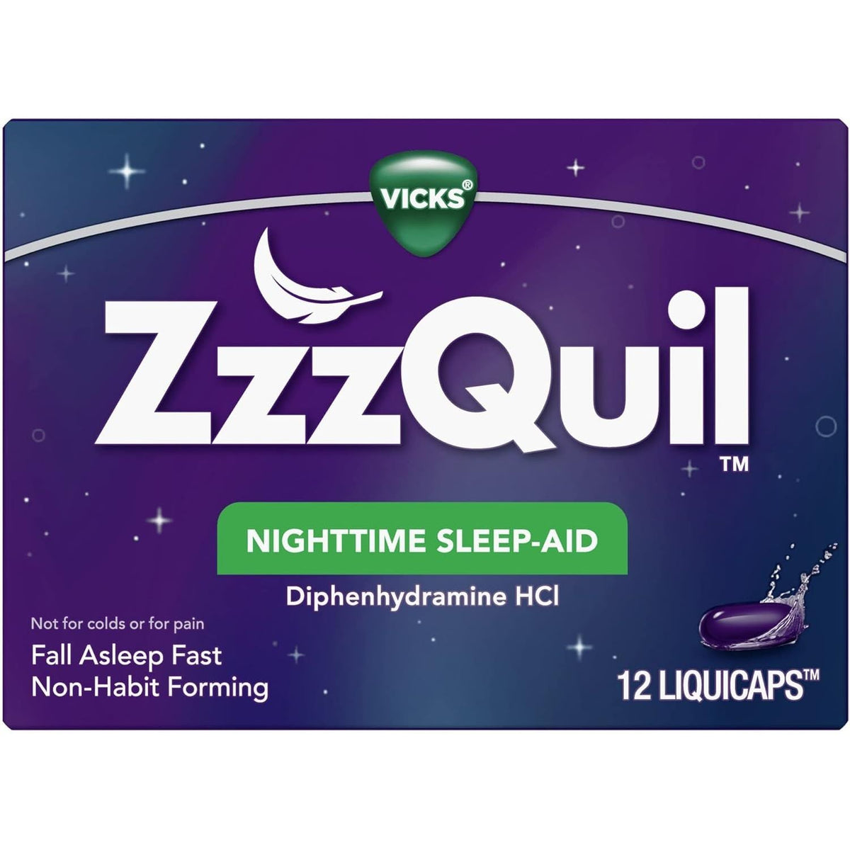 ZzzQuil Night Time Sleep Aid Liquicaps - 12 per Pack