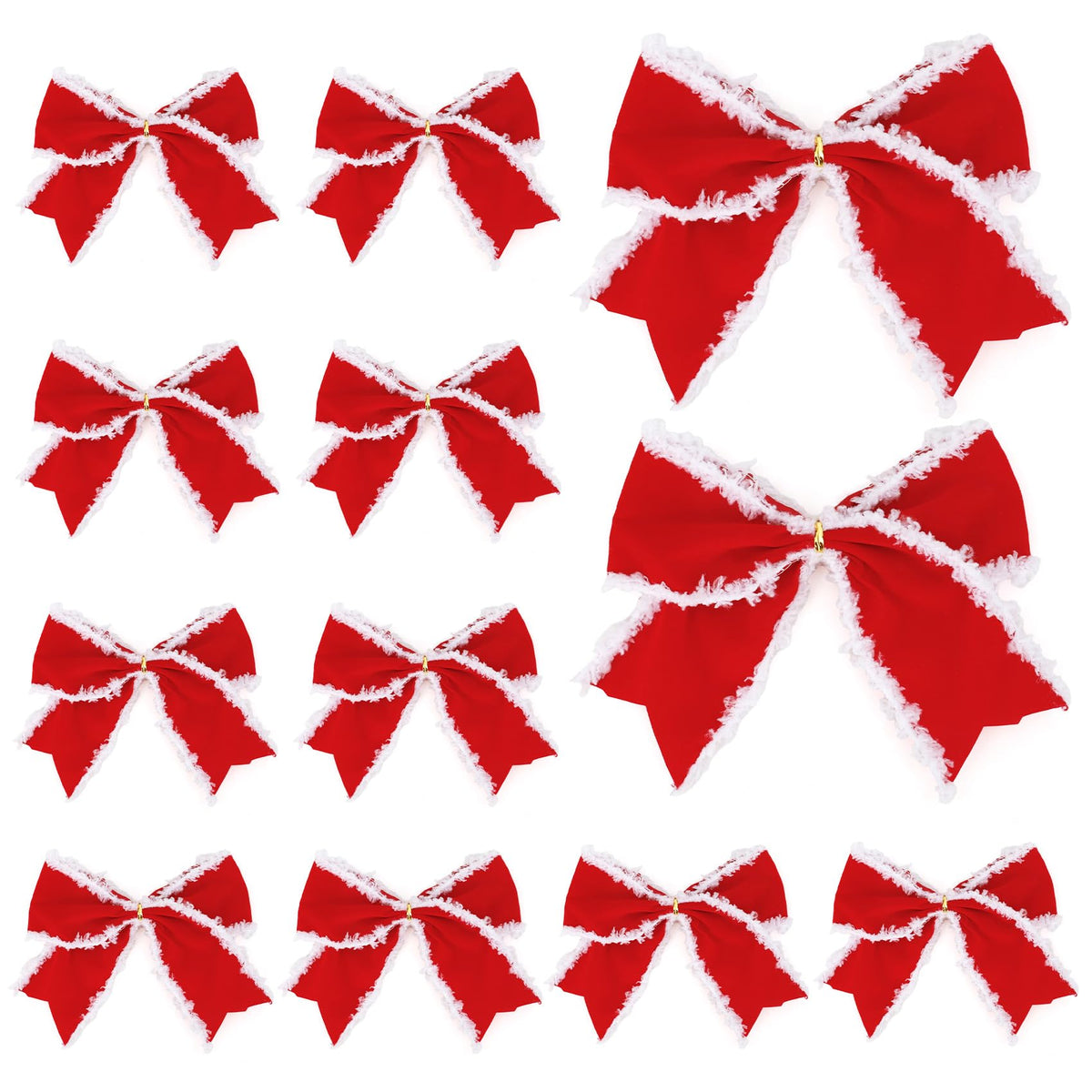 Chffcuh 12 PCS Red Christmas Bows, 6 Inch Large Wreaths Bows for Christmas Tree