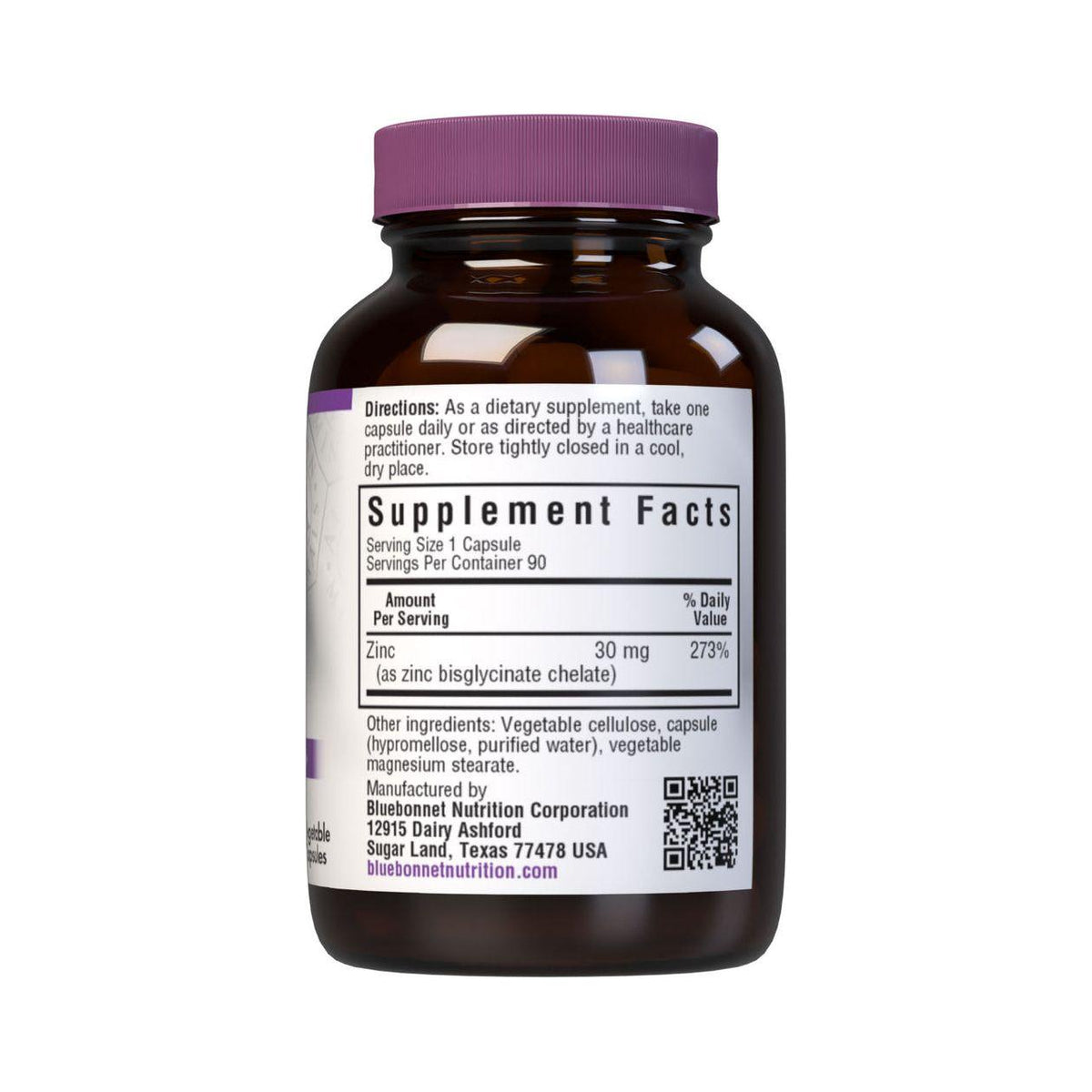 Bluebonnet Albion Chelated Zinc 30 Mg, 90 Ct