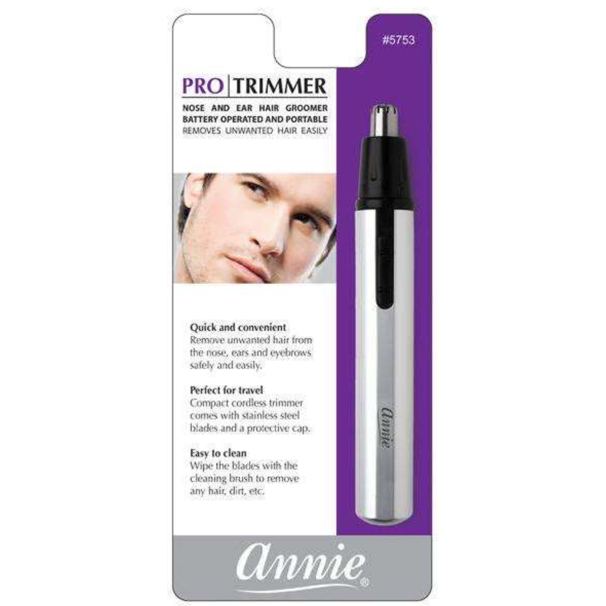 Annie Pro Trimmer Nose And Ear Hair Groomer Battery Operated 5753