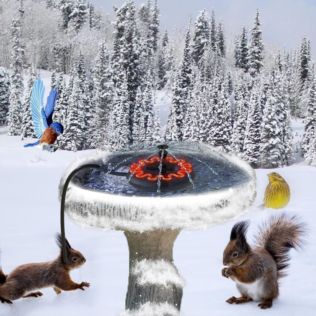ikuchelife Bird Bath Heater for Outdoors with Water Pump in Winter, Deicer for Birdbaths with Thermostatically Controlled and 3.3ft Long Cord, Pond De-icer 70W for Patio Yard Various Bird Baths