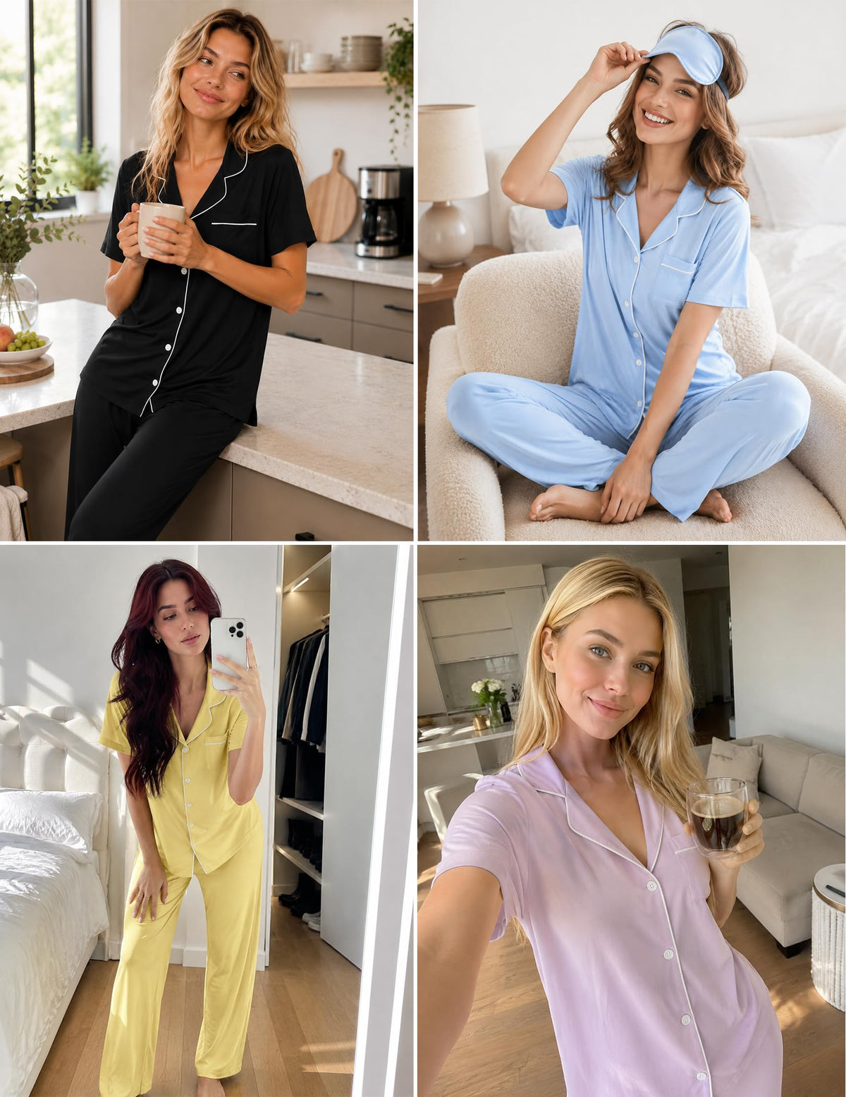 ZMJ Pajama For Women Short Sleeve Long Pants Pajamas For Women Womens Pajama Sets Button Down White XL