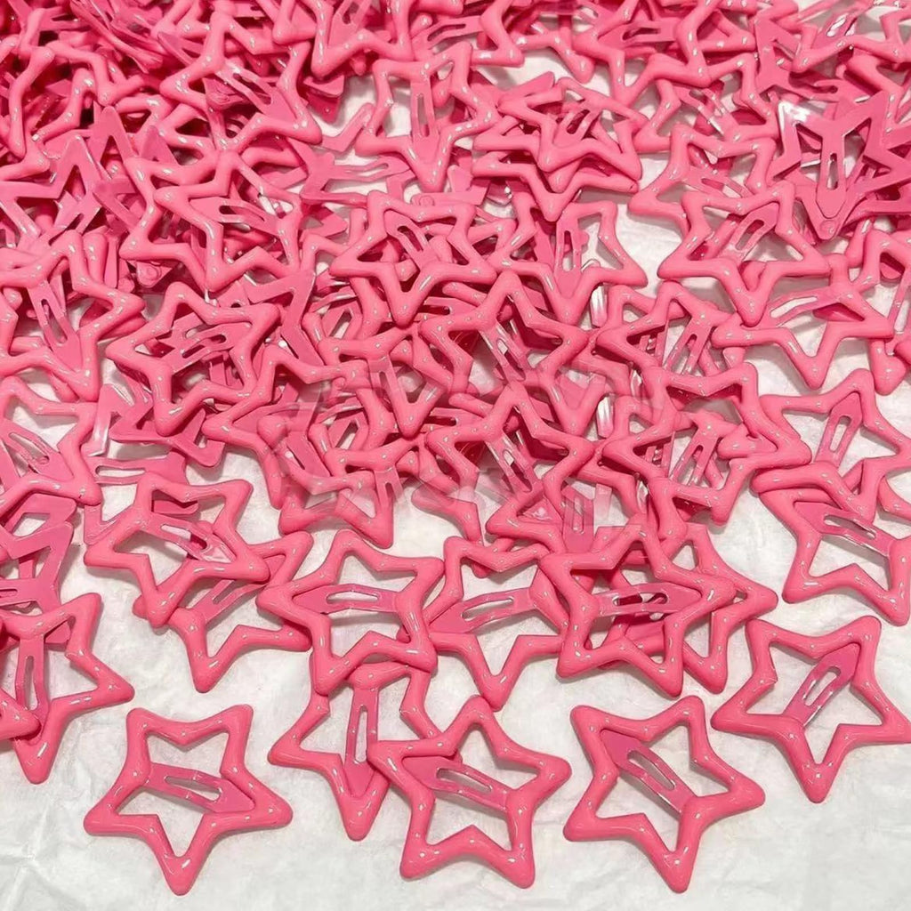 Pink Star Snap Hair Clips