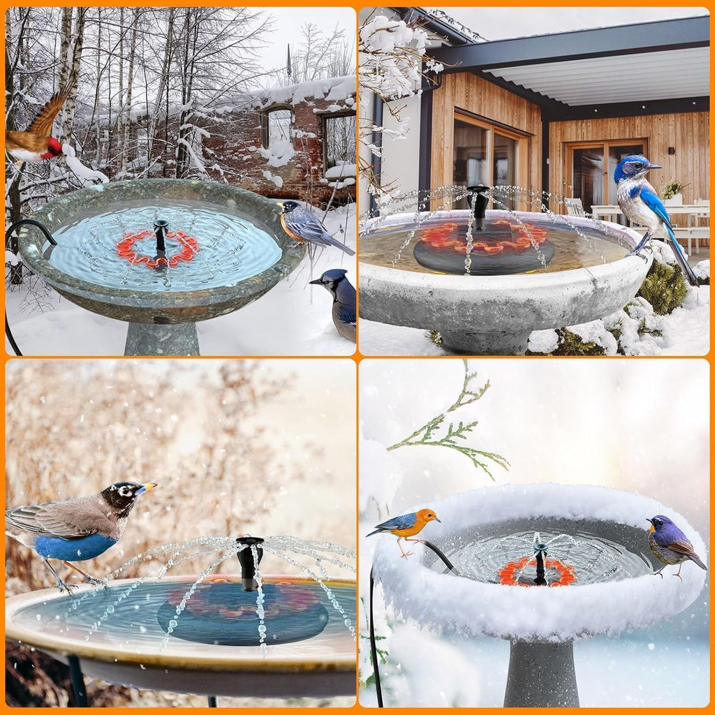 ikuchelife Bird Bath Heater for Outdoors with Water Pump in Winter, Deicer for Birdbaths with Thermostatically Controlled and 3.3ft Long Cord, Pond De-icer 70W for Patio Yard Various Bird Baths