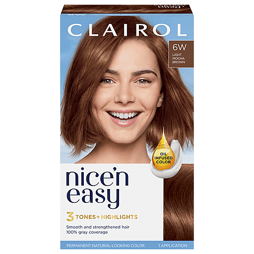 Nice’n Easy Hair Color, Permanent, Light Mocha Brown 6 W