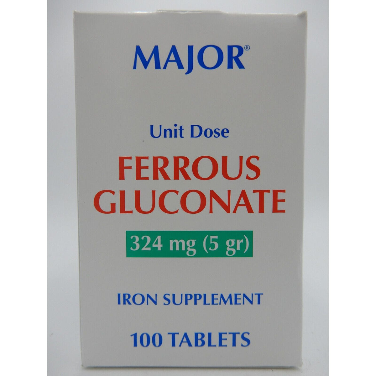 Major Ferrous Gluconate 324 Mg (5 Gr), 100 Unit DoseTablets 820555019001VL
