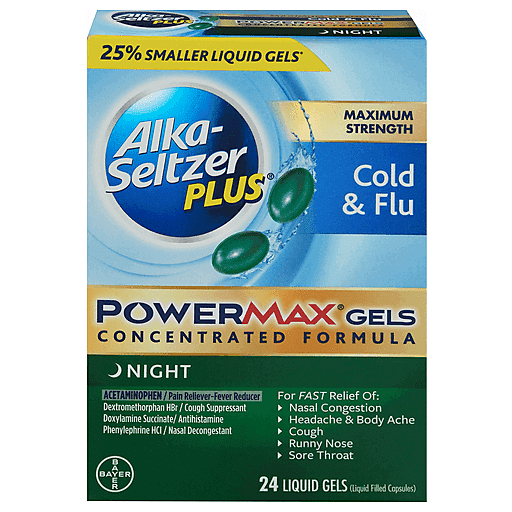 Alka-Seltzer Plus Powermax Cold & Flu Night Liquid Gels