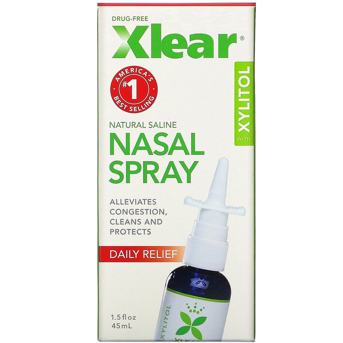 Xlear Daily Relief Natural Saline Nasal Spray With Xylitol, 1.5 Fl Oz