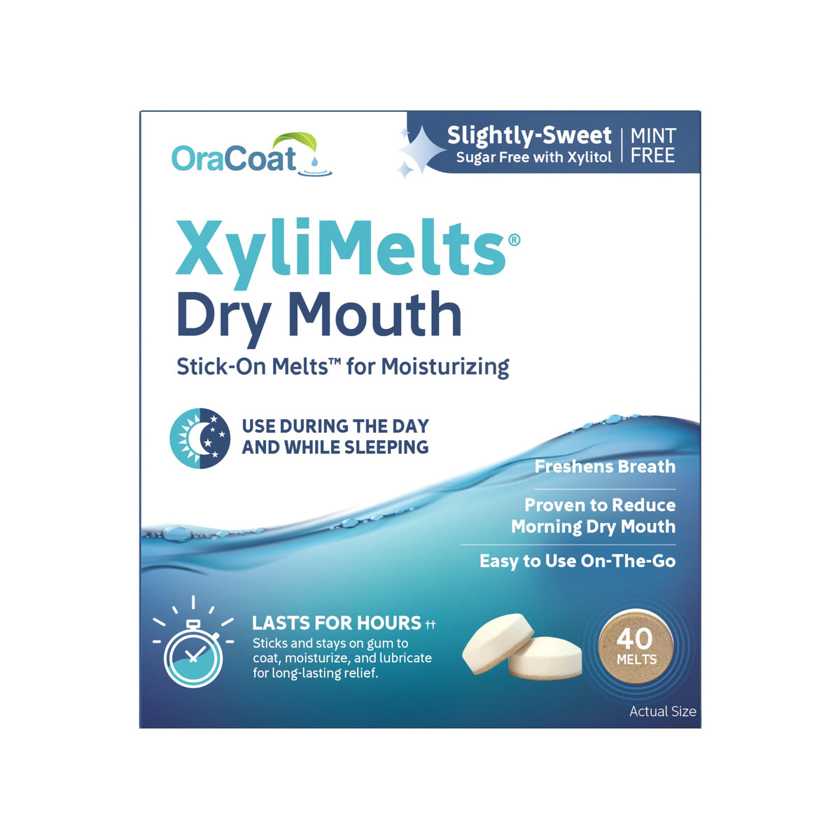 OraCoat XyliMelts For Dry Mouth Mint Free - 40 Discs