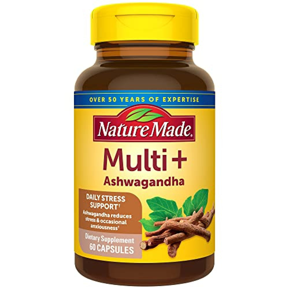 Nature Made Multi + Ashwagandha Capsules Multivitamin For Women And Men 60