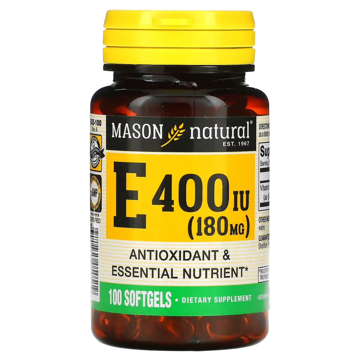 Mason Natural 400 IU (180 Mg ) Vitamin E 100 Softgels