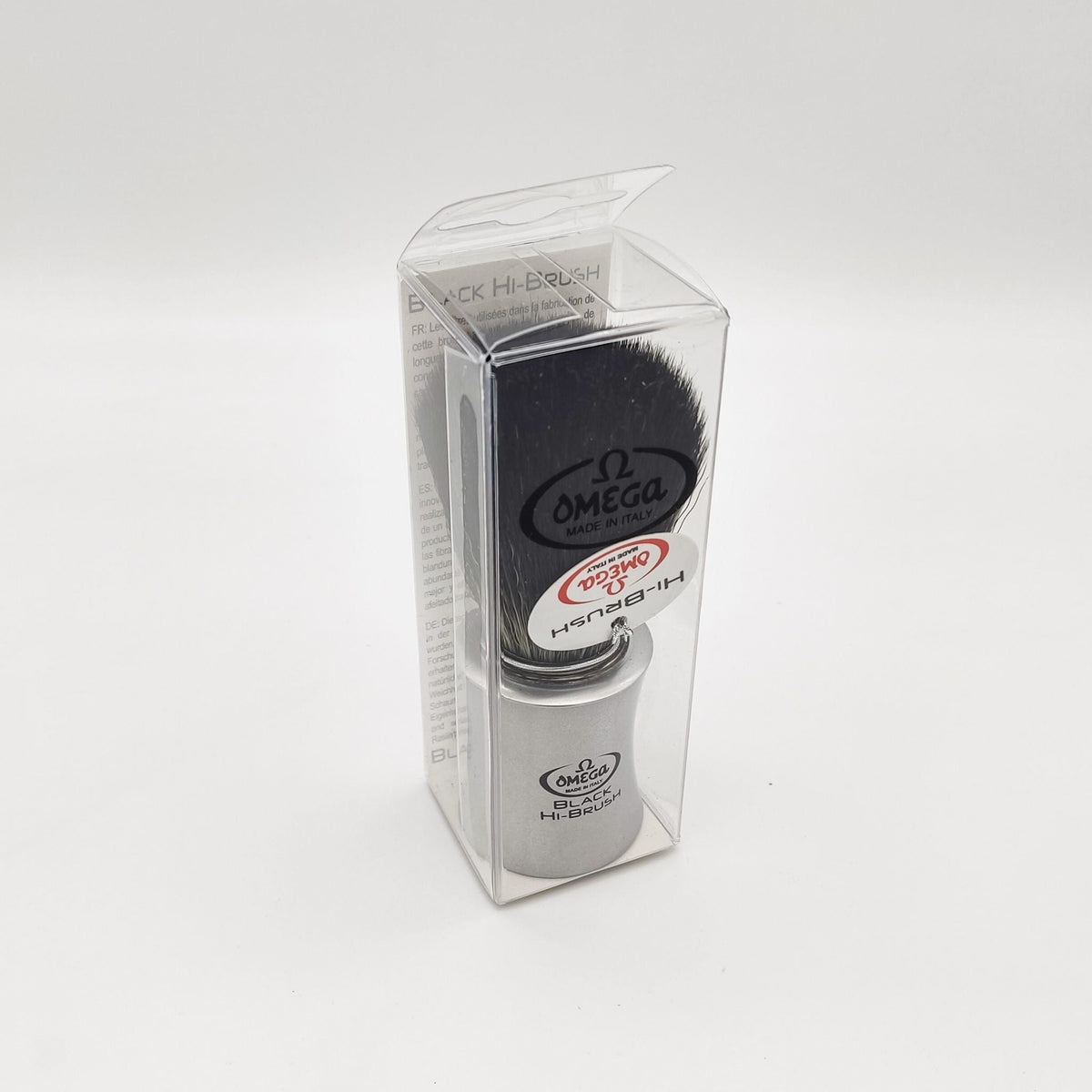 Omega Italy Shaving Brush 196820 Hi-Brush Synthetic Hair Black Vegan Alu-Farbe