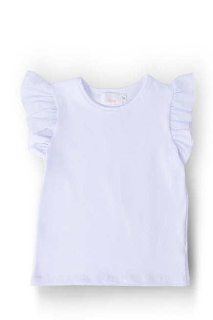 White S/S Ruffle Tee