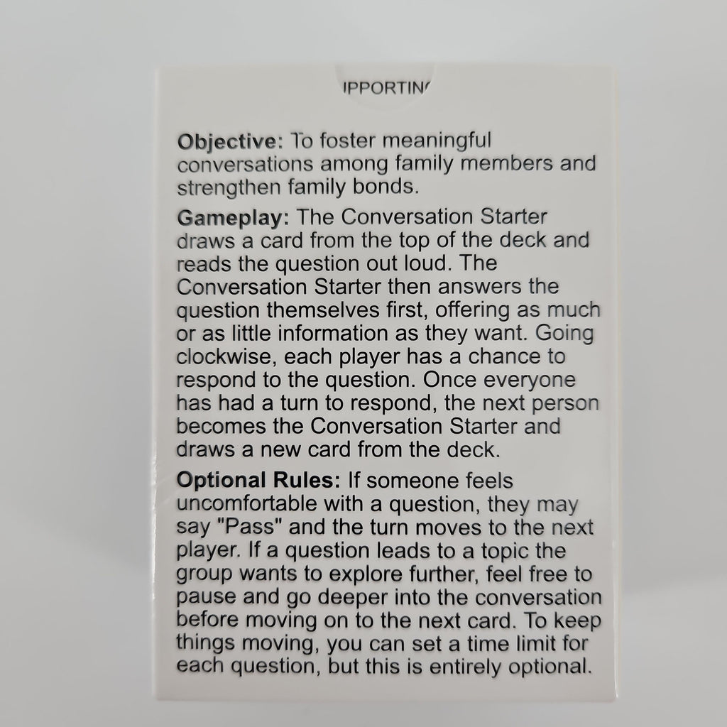 Family Goals Conversation Starter Card Game
